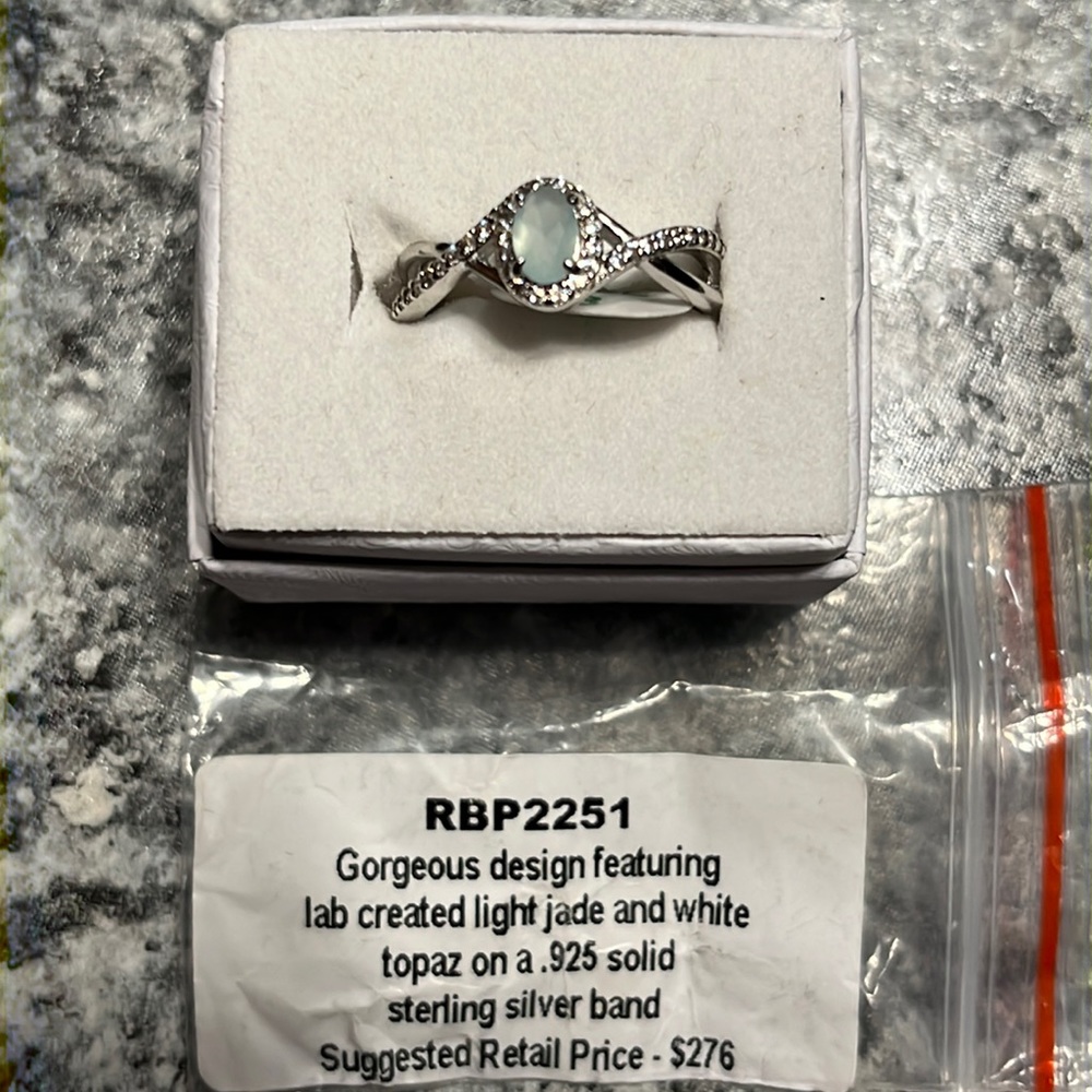 RBP2251 Lab Created Light Jade & White Topaz on .925 Sterling Silver